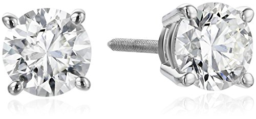 IGI Platinum Round Cut Diamond Stud Earrings (1 cttw, G-H Color, VS2 Clarity)