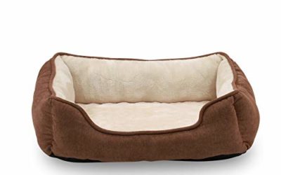 long rich Orthopedic rectangle bolster Pet Bed,Dog Bed, super soft plush, Medium 25×21 inches Brown,by Happycare Textiles, Brown with Orthopedic insert (HCT-TX4-BROWN-M)