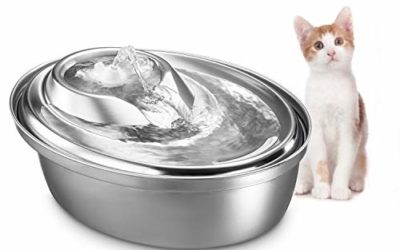 WOPET Cat Water Fountain Stainless Steel,Pet Fountain Dog Water Dispenser, Pet Drinking Fountain with 3 Replacement Filters for Dogs, Cats, Birds and Small Animals