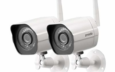 Zmodo Outdoor Security Camera Wireless (2 Pack), 1080p Full HD Home Security Camera System, Works with Alexa and Google Assistant, Silver (ZM-W0002-2)