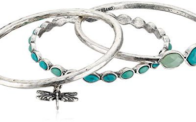 Lucky Brand Silver Bangle Bracelet Set, 7.63"