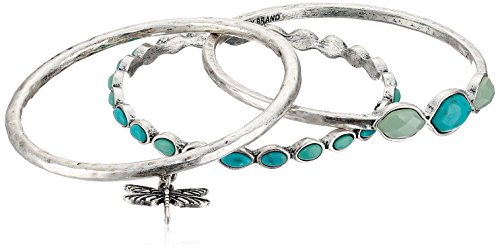 Lucky Brand Silver Bangle Bracelet Set, 7.63"