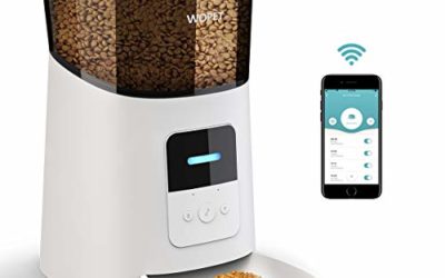 WOPET 6L Automatic Cat Feeder,Wi-Fi Enabled Smart Pet Feeder for Cats and Dogs,Auto Dog Food Dispenser with Portion Control, Distribution Alarms and Voice Recorder Up to 15 Meals per Day