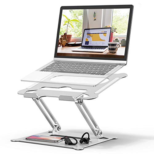 Adjustable Laptop Stand, FYSMY Ergonomic Portable Computer Stand with Heat-Vent to Elevate Laptop, 13 Lbs Heavy Duty Laptop Holder Compatible with MacBook, Air, Pro All Laptops (Silver)