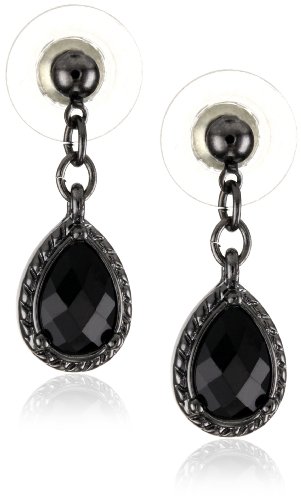 1928 Jewelry Black Victorian Inspired Petite Teardrop Earrings