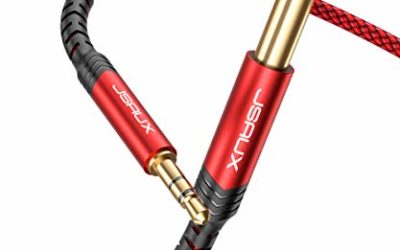 3.5mm to 6.35mm Stereo Audio Cable, JSAUX 6.35mm 1/4" Male to 3.5mm 1/8" Male TRS Bidirectional Stereo Audio Cable Jack 4FT for Guitar, iPod, Laptop, Home Theater Devices, Speaker and Amplifiers-Red