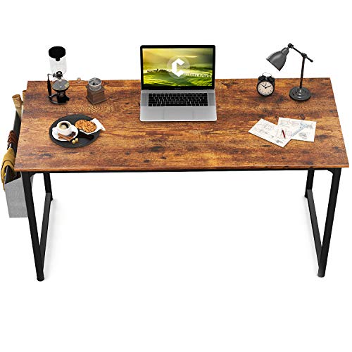 CubiCubi Computer Desk 47" Study Writing Table for Home Office, Industrial Simple Style PC Desk, Black Metal Frame, Rustic