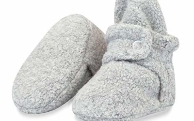 Zutano Cozie Fleece Baby Booties, Unisex Baby Shoes for Infants and Toddlers, Heather Gray, 6M