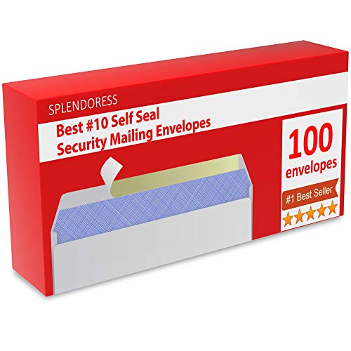 Mailing Envelopes Self Seal – #10 Security White Letter Businesses Envelopes -100 Peel and Seal Tinted Windowless # 10 Envelope – Printer Friendly – Self Stick Bulk Envelops