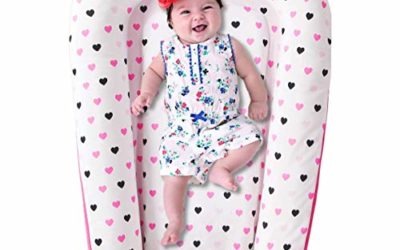 Premium Baby Lounger – Durable Cotton Blend Co Sleeper – Soft Portable Baby Nest Sleeper – Perfect for Co Sleeping and Travelling, Pink Hearts