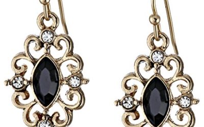 1928 Jewelry Gold-Tone Jet Crystal Navette Drop Earrings