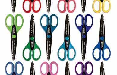 18 Piece Decorative Edge Craft Scissors, by Better Office Products, 18 Colors and Edge Designs, 6 Inch Length, 2.5 Inch Blades, Assorted 18 Count Edger Scissors