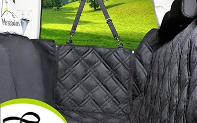 Meadowlark Dog Seat Covers Unique Design & Entire Car Protection-Doors,Headrests & Backseat. Extra Durable Zippered Side Flap, Waterproof Pet Seat Cover + Seat Belt & 2 Headrest Protectors as a Gift