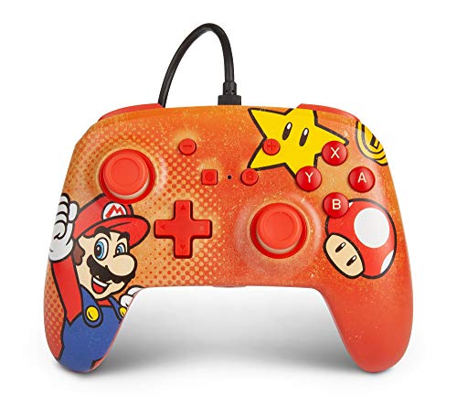 PowerA Enhanced Wired Controller for Nintendo Switch – Mario Vintage, Gamepad, Wired Video Game Controller, Gaming Controller – Nintendo Switch