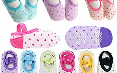 Toddler Girl Socks Baby Dot Mary Jane Non Skid Dress Socks With Grips Anit Slip Little Girls Cotton Socks (8-30 Months) 6 Pairs