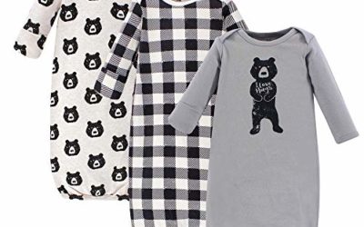 Yoga Sprout Unisex Baby Cotton Gowns, Bear Hugs, 0-6 Months