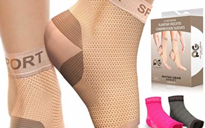 Physix Gear Plantar Fasciitis Socks with Arch Support for Men & Women – Best 24/7 Compression Foot Sleeve for Heel Spurs, Ankle, PF & Swelling – Holds Shape & Better Than a Night Splint – Beige LXL