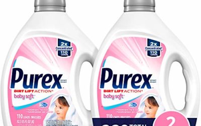 Purex Liquid Laundry Detergent, Baby Soft, Hypoallergenic, 2X Concentrated, 2 Pack, 220 Total Loads