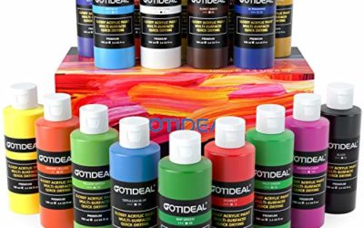 GOTIDEAL Acrylic Paint Set, 18 Colors/Tubes(100ml, 3.4 oz) Non Toxic Non Fading,Rich Pigments for Artist, Hobby Painters, Adults & Kids, Ideal for Canvas Wood Clay Fabric Ceramic Craft Oil Paint