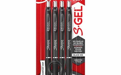 Sharpie S-Gel, Gel Pens, Medium Point (0.7mm), Black Ink Gel Pen, 4 Count
