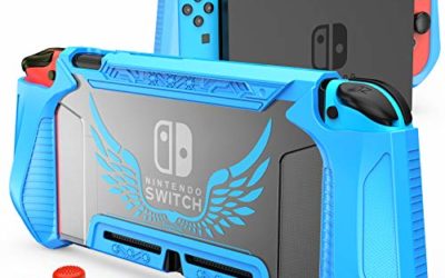 HEYSTOP Case Compatible with Nintendo Switch Case Screen Protector,TPU Protective Heavy Duty Cover Case for Nintendo Switch with Shock Absorption and Anti-Scratch (Blue)