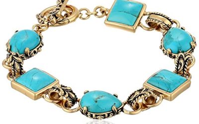 Barse Jubilee Bronze and Turquoise Toggle Bracelet, 8"