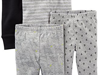 Simple Joys by Carter's Baby Boys' 4-Pack Pant, Black/Gray/Dino/Anchor, 18 Months