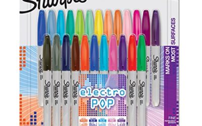 Sharpie 1927350 Electro Pop Permanent Markers, Fine Point, Assorted Colors, 24 Count