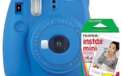 Fujifilm instax Mini 9 Instant Camera (Cobalt Blue) with Film Twin Pack Bundle (2 Items)