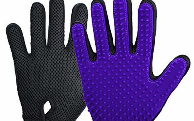 2020 New Version Pet Grooming Brush, Enhance Pet Grooming Glove with 255 Tips, Deshedding Glove for Dog and Cat, Left & Right Gentle De-Shedding Glove Brush,Purple