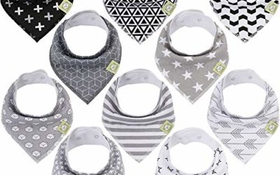 Baby Bandana Drool Bibs – Bandana Bibs for Boys, Girls by KeaBabies- Super Absorbent Bandana Drool Bibs – Teething Bibs – Organic Cotton Baby Bibs for Infant, Toddler – 10 Pack Bibs Set (MONOS)