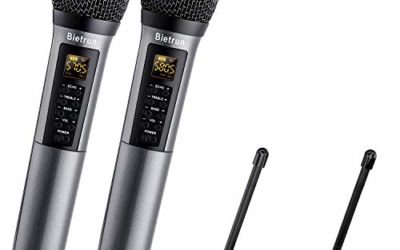 Wireless Microphone with Echo, Treble, Bass & Bluetooth, UHF Portable Dual Handheld Wireless Karaoke Dynamic Microphone System, 160 FT Range, for Karaoke Machine, Singing, Wedding, Amp, PA System