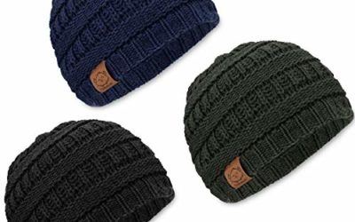 Baby Beanie Winter Hats – 3-Pack Soft Knitted Baby Hat Mittens for Boys, Girls – Infant Baby Boy, Girl Winter Hat – Cute Baby Beanies Winter Knit Cap – 3 to 36 Months (Urban)