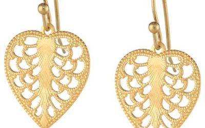 1928 Jewelry Gold-Tone Mini Heart Filigree Drop Earrings
