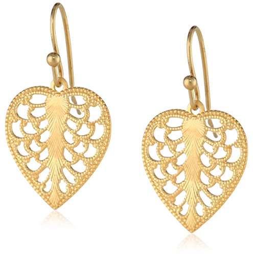 1928 Jewelry Gold-Tone Mini Heart Filigree Drop Earrings