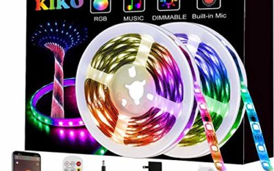 LED Strip Lights, KIKO Smart Color Changing Rope Lights 32.8ft/10M SMD 5050 RGB Light Strips with Bluetooth Controller Sync to Music Apply for TV, Bedroom, Party and Home Decoration(2×16.4ft)