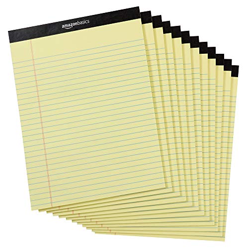 AmazonBasics Legal/Wide Ruled 8-1/2 by 11-3/4 Legal Pad – Canary (50 Sheet Paper Pads, 12 pack)