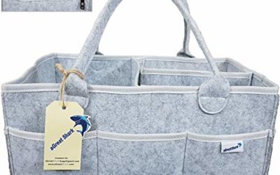 Agreat Shark Baby Diaper Caddy – Nursery Storage Bin and Car Organizer for Diapers and Baby Wipes With Zipper Pocket