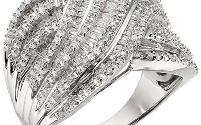 Sterling Silver Diamond Crossover Band Ring (1 cttw), Size 8