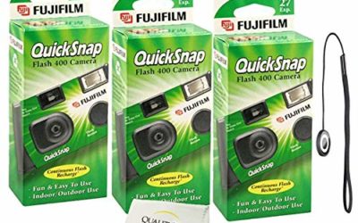 Fujifilm QuickSnap Flash 400 Disposable 35mm Camera (3 Pack) Bonus Hand Strap + Quality Photo Microfiber Cloth