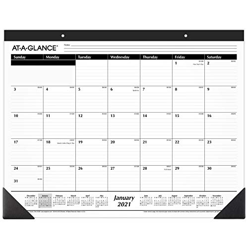 2021 Desk Calendar by AT-A-GLANCE, Monthly Desk Pad, 21-3/4" x 17", Standard, Ruled Blocks (SK240021)