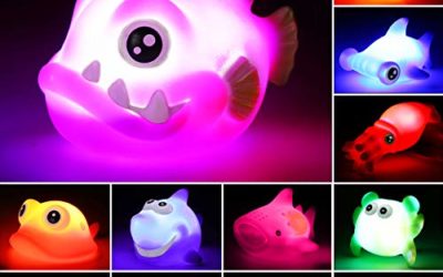 Bath Toys, 12 Pcs Light Up Ocean Sea Animal Set, Flashing Colorful LED Light Floating Bathtub Toys for Baby Infant Kid Toddler Preschool, Great Gift for Bathroom Water Tub Games Swimming Pool Party