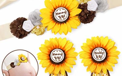 Sunflower Maternity Sash Mommy to Be & Daddy to Be Corsage Set Thanksgiving Fall Rustic Corsage Pin and Sash Set for Sunflower Yellow and Brown Baby Shower Baby Girl Photo Prop Keepsake Pregnancy