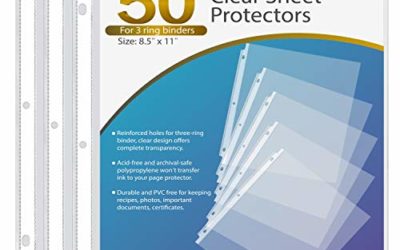 Ktrio Sheet Protectors 8.5 x 11 Inches Clear Page Protectors for 3 Ring Binder, Plastic Sleeves for Binders, Top Loading Paper Protector Acid Free Letter Size, 50 Pack