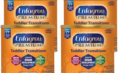 Enfagrow PREMIUM Toddler Transitions Baby Formula Milk Powder, 20 Ounce (Pack of 4), Omega 3 DHA, Iron