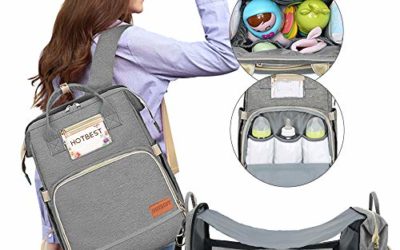 Diaper Bag with Bassinet for Baby Girl Boy Portable Changing Station Backpack Organizer Insulated Pocket Baby Crib Out Bed Foldable Waterproof Convertible Multi-Functional (Gray)