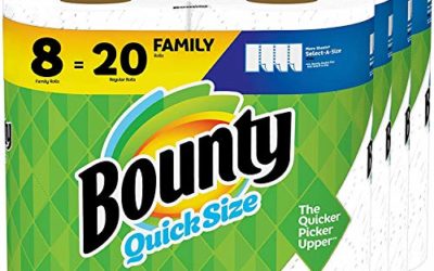 Bounty Quick-Size Paper Towels, White, 8 Family Rolls = 20 Regular Rolls
