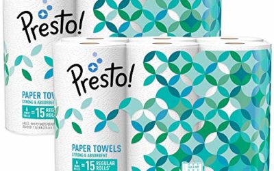 Amazon Brand – Presto! Flex-a-Size Paper Towels, Huge Roll, 12 Count = 30 Regular Rolls