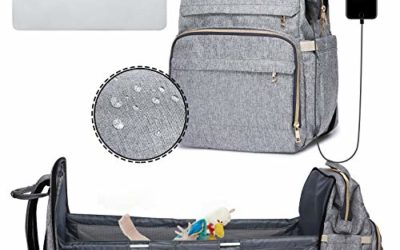 All in 1 Diaper Bag Backpack Foldable Baby Bed, Diapers Changing Station with USB Charging Port, Waterproof Washable Multi-Functional Baby Bassinet Diaper Bag