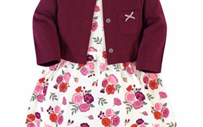 Hudson Baby Girls' Cotton Dress and Cardigan Set, Fall Floral, 3-6 Months